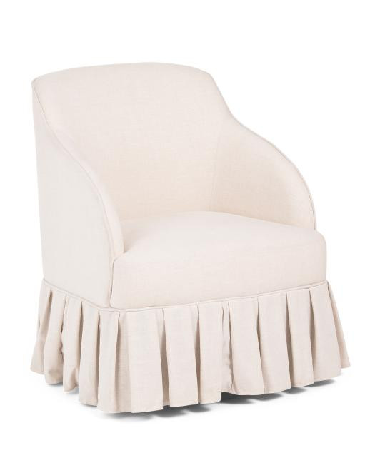 26.5x33 Swivel Accent Chair With Pleated Skirt | TJ Maxx