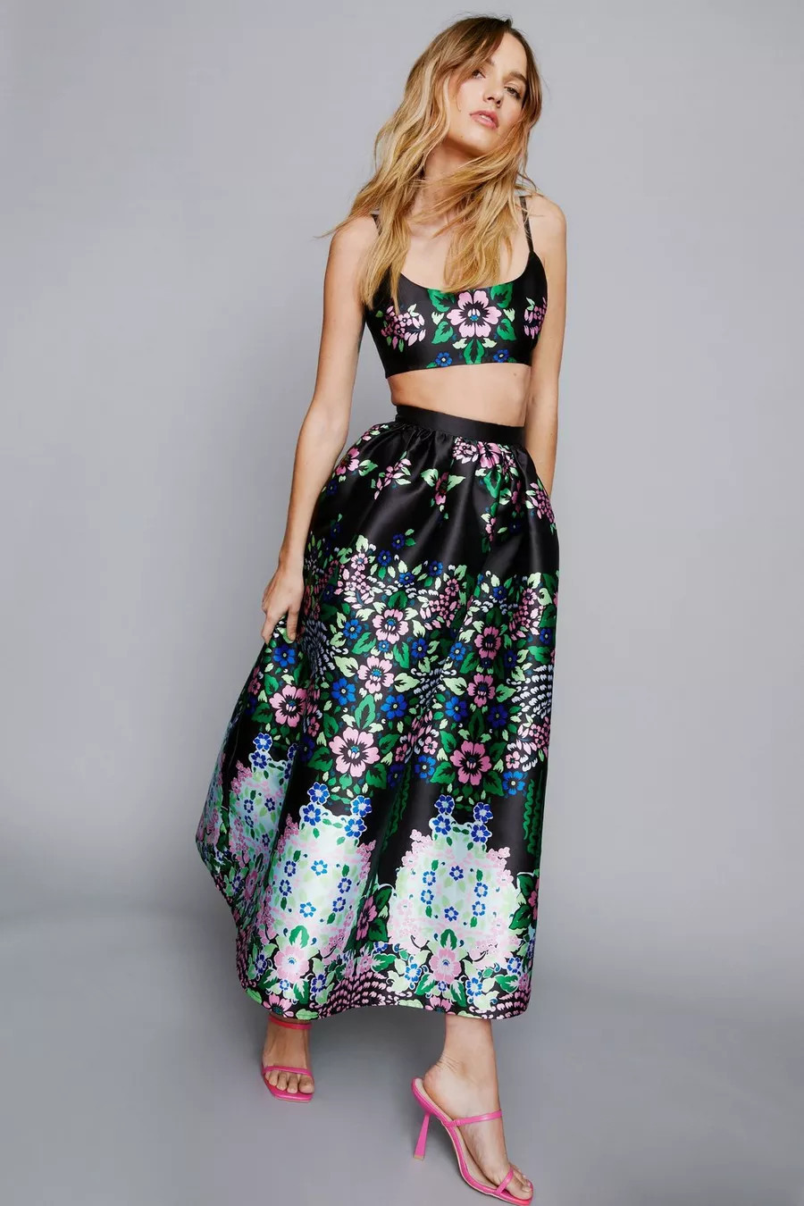 Floral Print Structured Maxi Skirt | Nasty Gal US