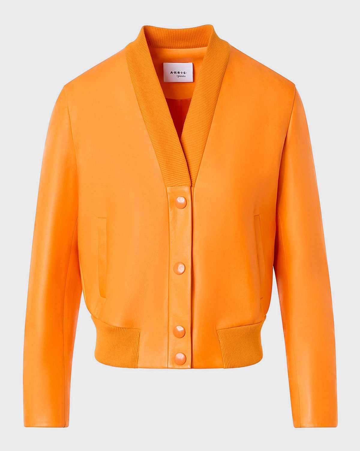 V-Neck Leather Bomber Jacket | Neiman Marcus