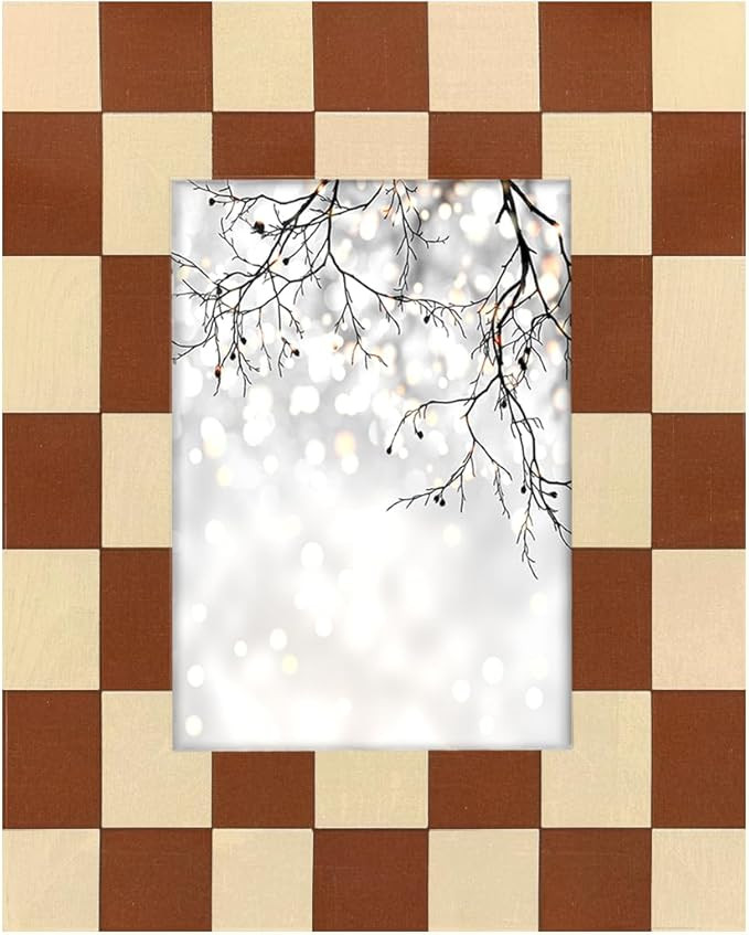 OSAM SPACE Brown Beige Checkered 5x7 Inch Picture Frames Decorative Photo Frame for Wall Hanging ... | Amazon (US)
