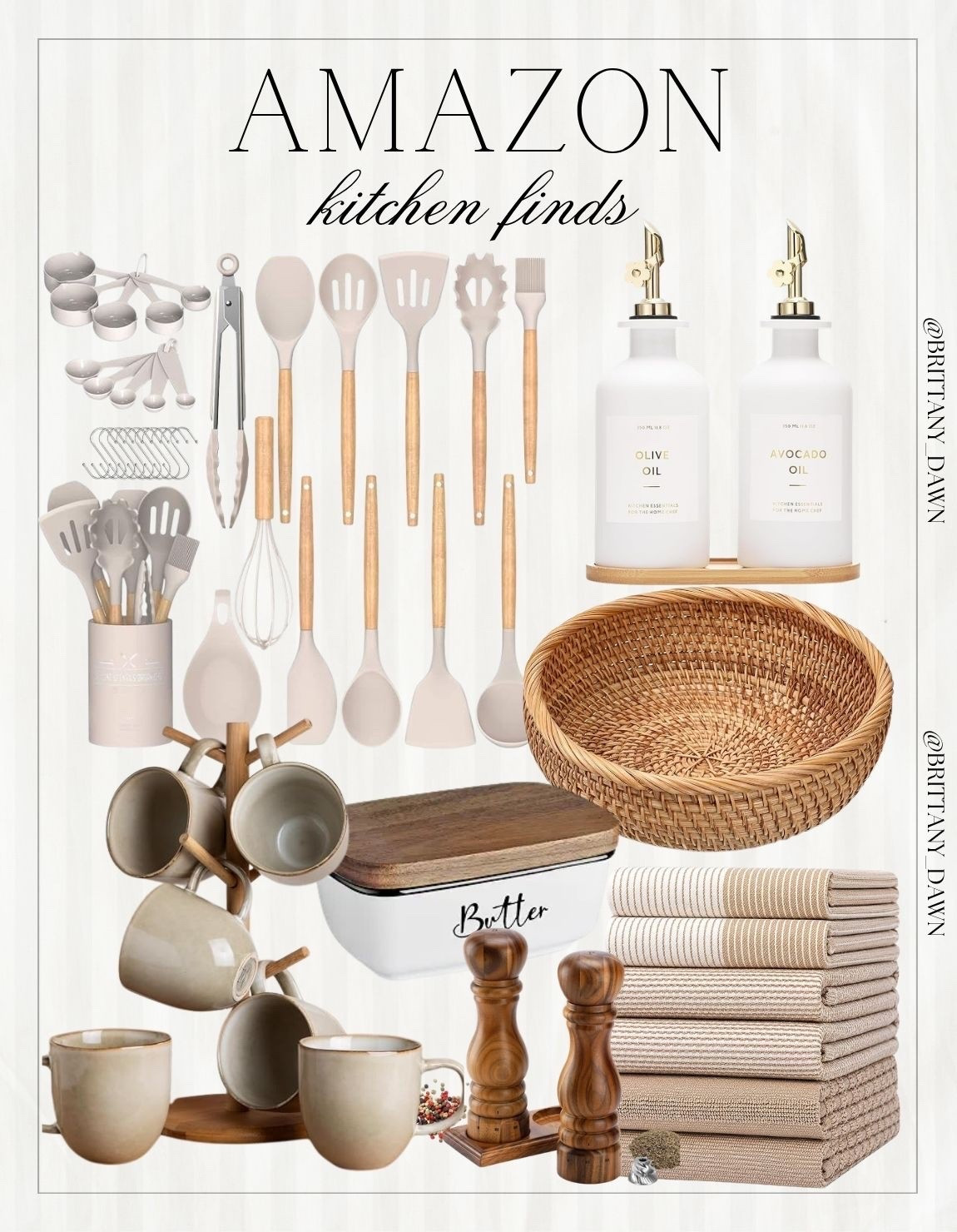 Elevate your counter space with these aesthetic Amazon kitchen essentials! 🍽️

Cream utensils, glass oil dispensers, and warm wooden accents bring the ultimate organized, neutral vibe to your home.

Upgrading daily cooking items makes all the difference! From cozy mug trees to woven baskets and striped dish towels, these functional finds add effortless warmth to your kitchen. ✨

#AmazonKitchen #KitchenFinds #HomeOrganization #NeutralHome #KitchenStyle #AmazonHome #CozyHome #KitchenDecor #HomeEssentials #AestheticHome #LTKhome #KitchenInspo

#LTKHome