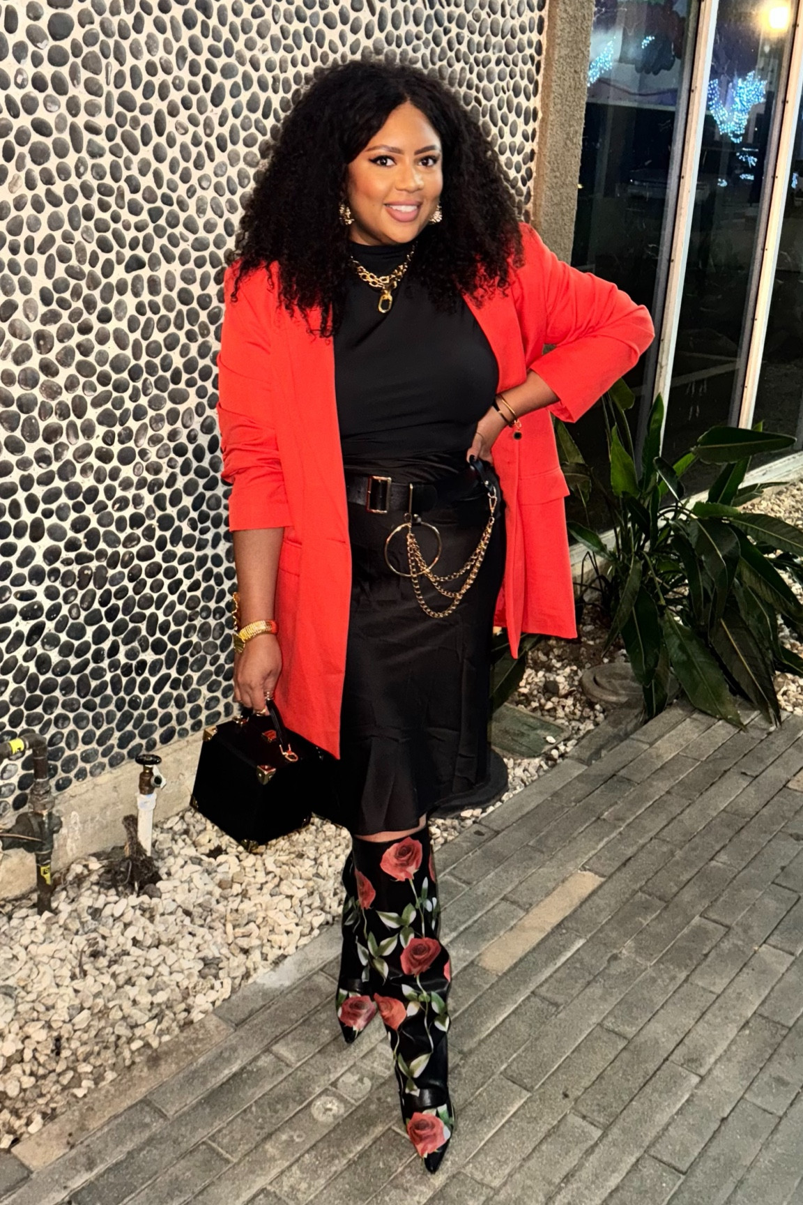 In love with these Azalea Wang flower painted boots! They’re stylish and still cozy for a double date night at Korean BBQ! 
I love an easy slip skirt, mock black shirt and gold accessories under a colorful blazer or jacket. 


#LTKOver40 #LTKHoliday #LTKShoeCrush