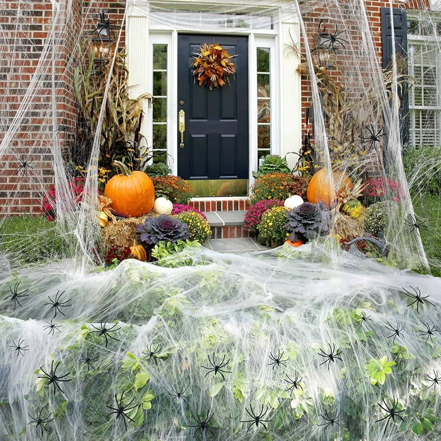 Spider Webs Halloween Decorations Outdoor & Indoor - 1200 sqft & Extra 30 Fake Spiders - Durable ... | Amazon (US)
