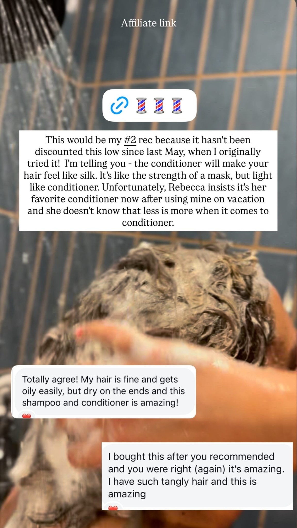 This would be my #2 rec because it hasn't been discounted this low since last May, when I originally tried it!  I'm telling you - the conditioner will make your hair feel like silk. It's like the strength of a mask, but light like conditioner. Unfortunately, Rebecca insists it's her favorite conditioner now after using mine on vacation and she doesn't know that less is more when it comes to conditioner.  Affiliate link

#LTKBeauty #LTKSaleAlert