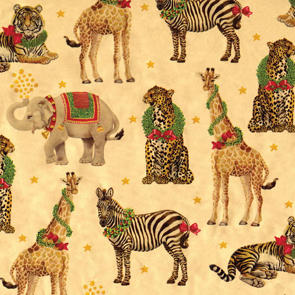 Caspari Wild Holiday Animals Wrapping Paper | The Container Store