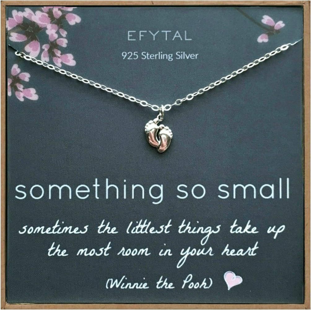 New Mom Gifts, 925 Sterling Silver Tiny Baby Feet Necklace for Mother and Baby Girl/Boy, Mother's... | Amazon (US)