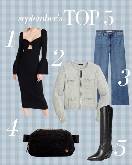 September’s Top 5 best sellers! Black fall midi dress, J. Crew cardigan that is a closet staple, under $60 Mango jeans, the fleece everywhere bag (such a good holiday gift!) and amazing black boots for the season 

#LTKunder100 #LTKstyletip #LTKshoecrush