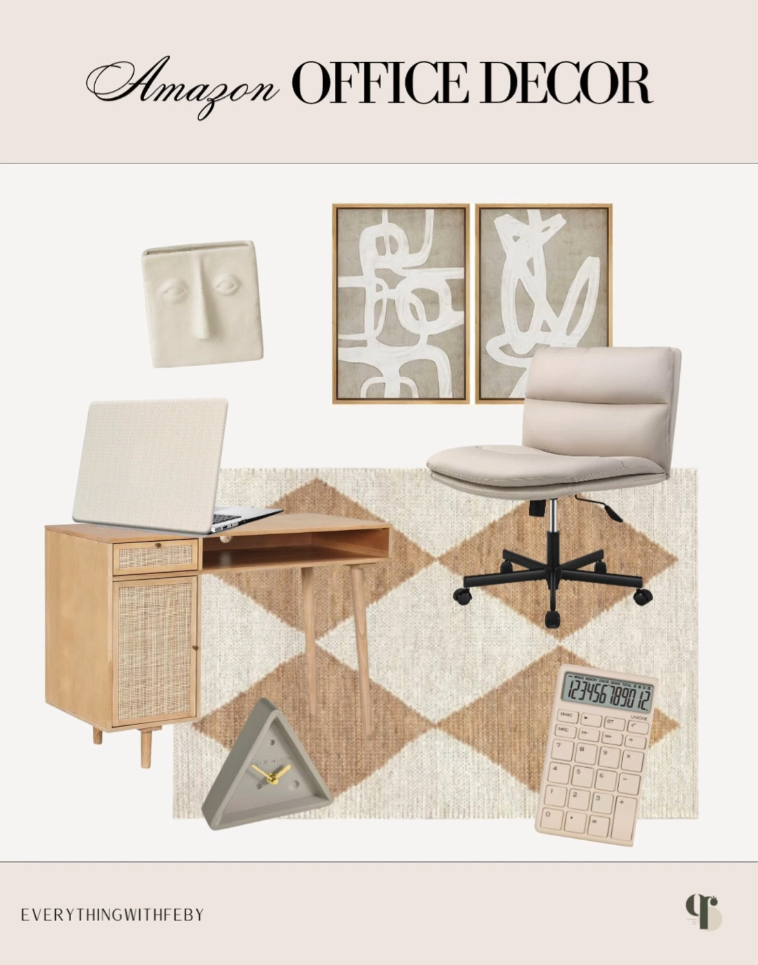 Amazon Office Decor!

Rattan desk / neutral desk / neutral macbook case / pen holder / wall decor / wall art / office chair / vanity chair / calculator / diamond jude rugs / area rugs / table clock / amazon home finds / home decor / neutral style / neutral office decor / it girl / Christmas holiday gift ideas / amazon finds / amazon favorites / amazon must have / aesthetic office decor 

#LTKxPrime #LTKhome #LTKGiftGuide