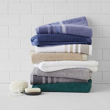 Home Expressions Solid and Stripe Bath Towel Collection - JCPenney | JCPenney