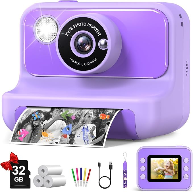 Kids Camera Instant Print, Christmas Birthday Gifts for Girls and Boys, 1080P HD Video Digital Ki... | Amazon (US)