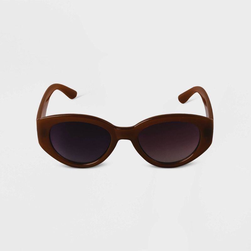Women's Plastic Oval Sunglasses - A New Day™ Brown | Target
