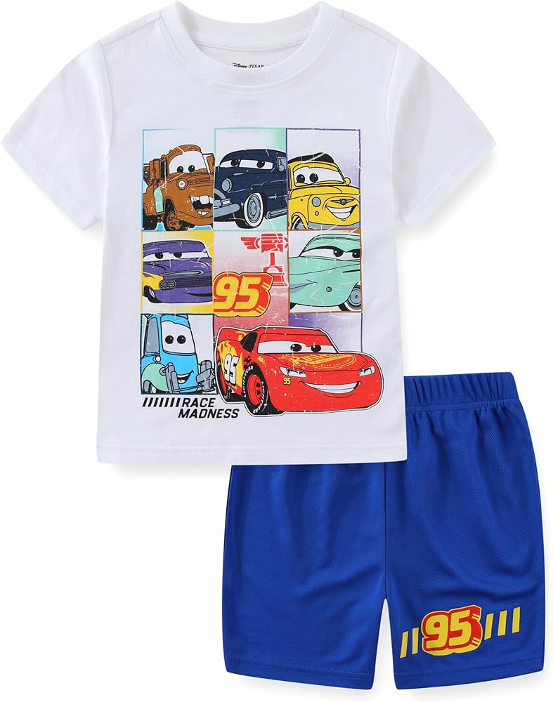 Disney Cars Lightning McQueen Boys Short Sleeve T-Shirt and Mesh Short Set for Toddler and Big Ki... | Amazon (US)