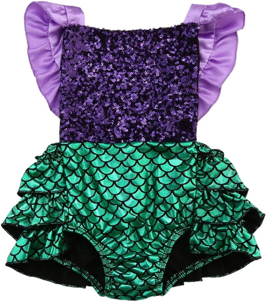 Hotone Baby Girl Sequins Mermaid Bodysuit Romper Jumpsuit Outfit Sunsuit Clothes | Amazon (US)