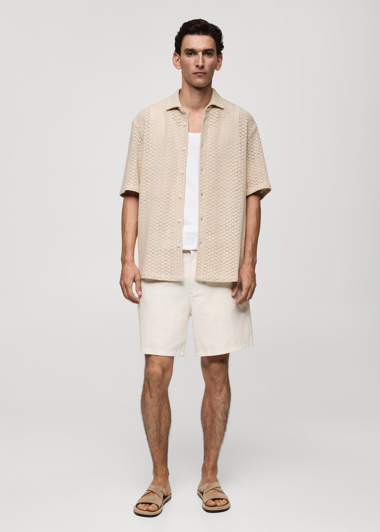Openwork knitted cotton shirt  - Man | MANGO USA | MANGO (US)