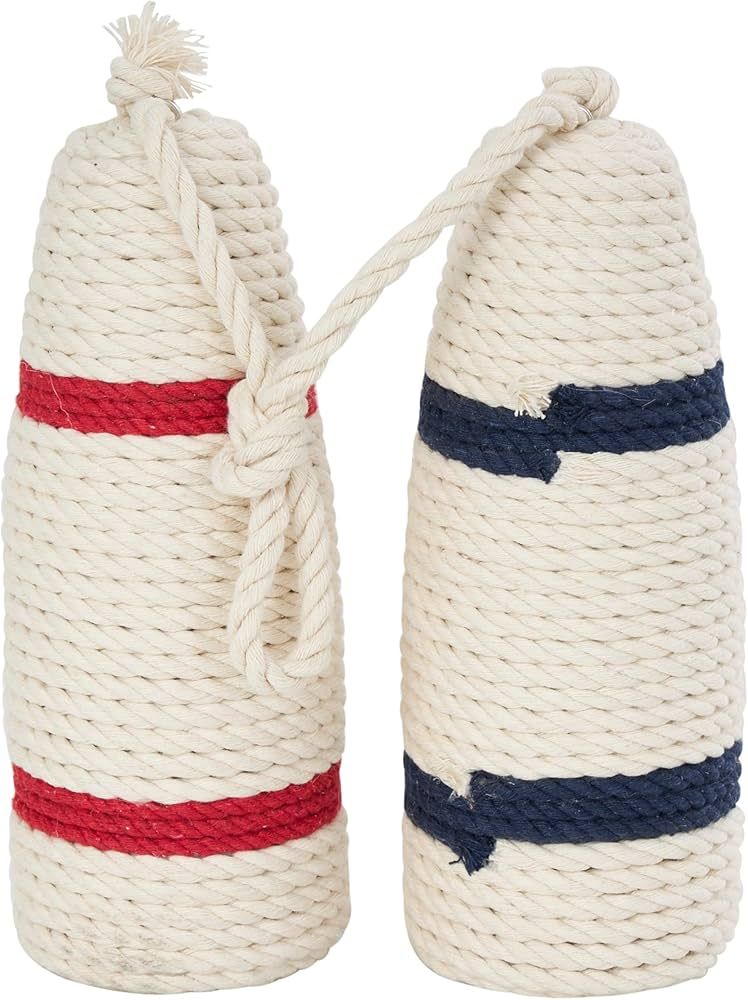 Deco 79 Wood Buoy Handmade Coiled Striped Rope Sculpture with Joined Hanging Handle, Set of 2 7" ... | Amazon (US)