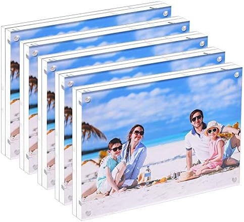 Amazon.com - 5 Pack Acrylic Picture Frame 5x7 Clear Double Sided Magnetic Picture Frameless Deskt... | Amazon (US)