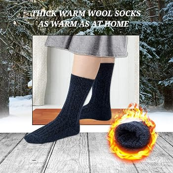 Gaoport 5 Pairs Womens Wool Socks Thick Knit Warm Casual Wool Cozy Crew Winter Socks Christmas Gi... | Amazon (US)