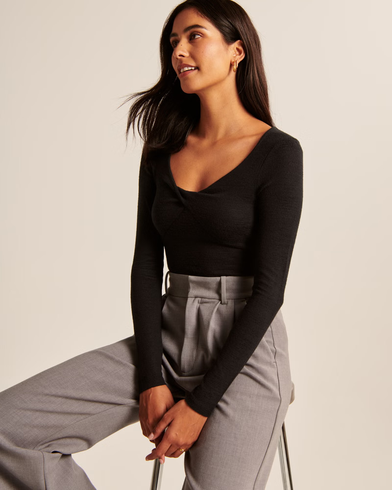 Long-Sleeve Cozy Twist Bodysuit | Abercrombie & Fitch (US)