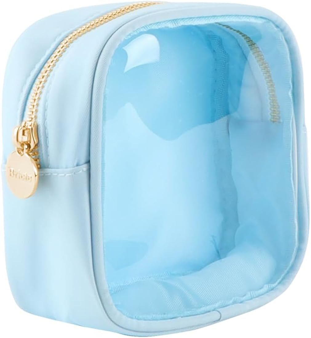 Bricte Small Preppy Clear Cosmetic Pouch Women Travel Mini Transparent TPU and Nylon Makeup Pouch... | Amazon (US)