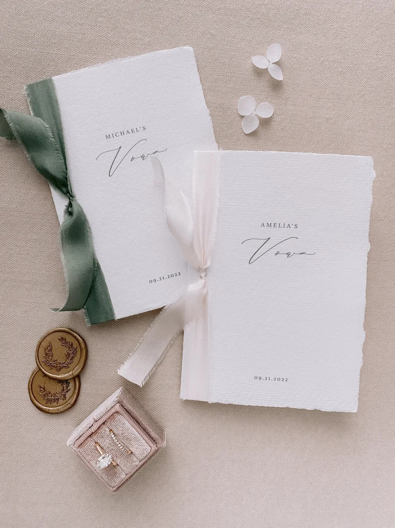 Personalized Handmade Paper Vow Books | Set of 2 | | Etsy (US)