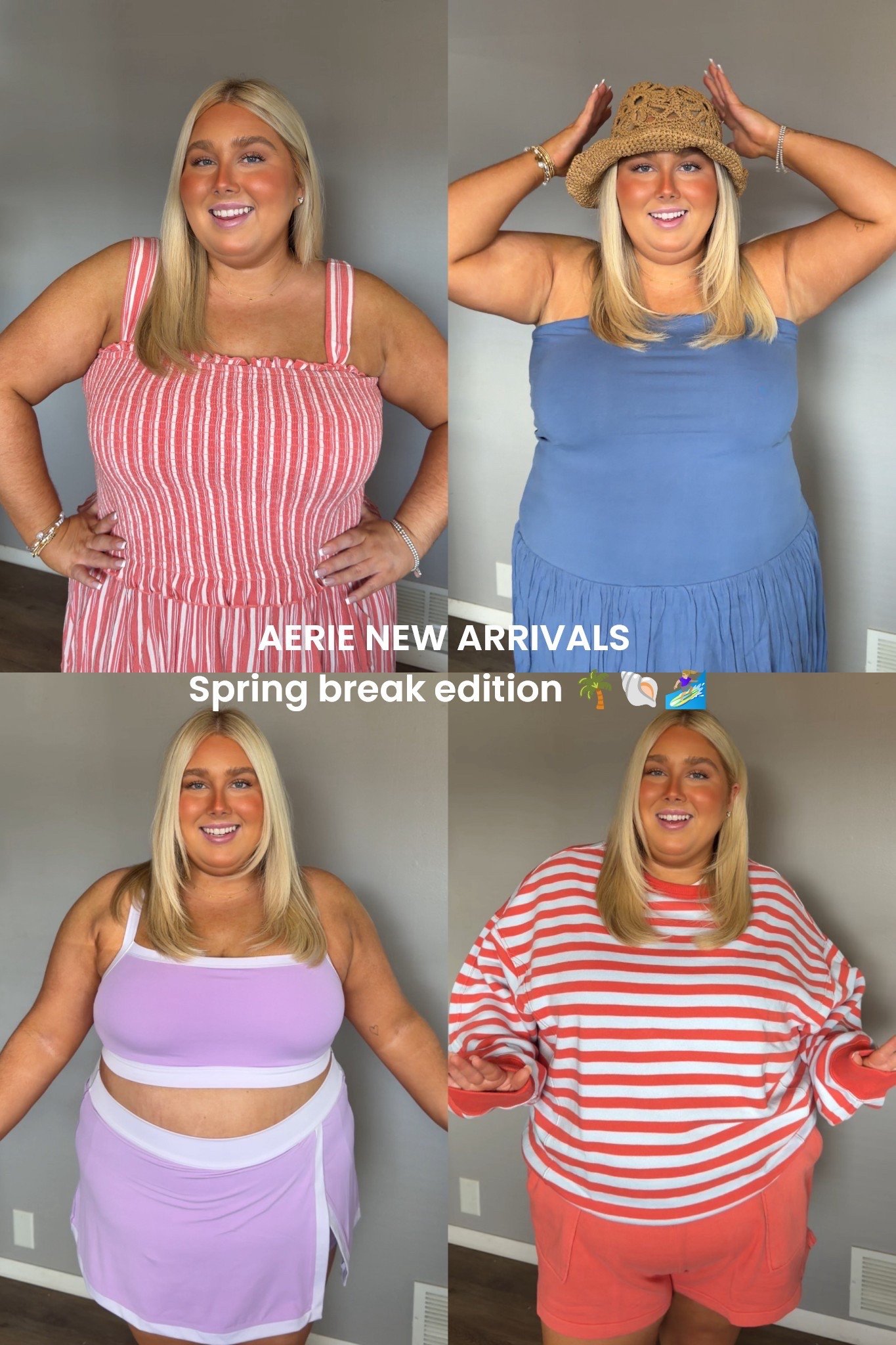 All in a XXL besides striped sweatshirt in a XL 🐚🐚🐚

SPRING BREAK OUTFITS LOADING…. ft @Aerie  🛫⛱️⛵️🌴☀️ 
Shop what is in my luggage on my LTK! #Ad #AeriePartner #AerieREAL #TravelOutfits #SpringFashion