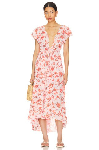 Tiare Hawaii Blake Midi Dress in Cabo Flora Red from Revolve.com | Revolve Clothing (Global)