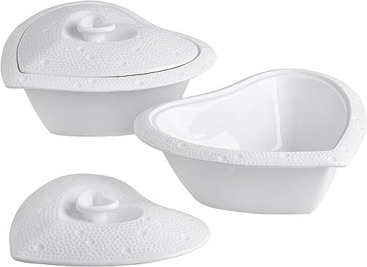 UIBFCWN Ceramic Casserole Dish with Lid for Oven, Mini Cocotte 1 Quart Covered Heart-shaped Casse... | Amazon (US)