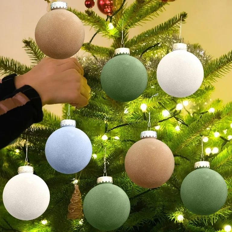 RKZDSR 12 Pcs Velvet Christmas Balls Flocked Christmas Tree Ball Ornaments Plastic Balls Xmas Dec... | Walmart (US)