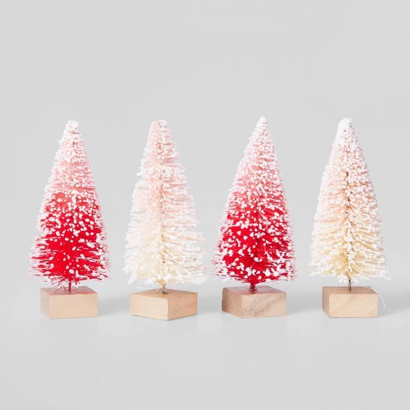 4pk Bottle Brush Tree Set Red/White/Pink Ombre - Wondershop™ | Target