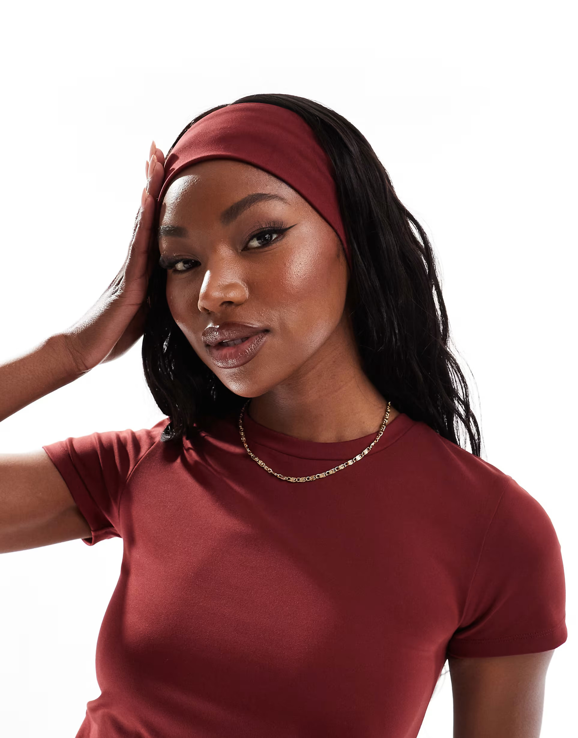 ASOS 4505 Icon soft touch pilates wide headband in burgundy | ASOS (Global)