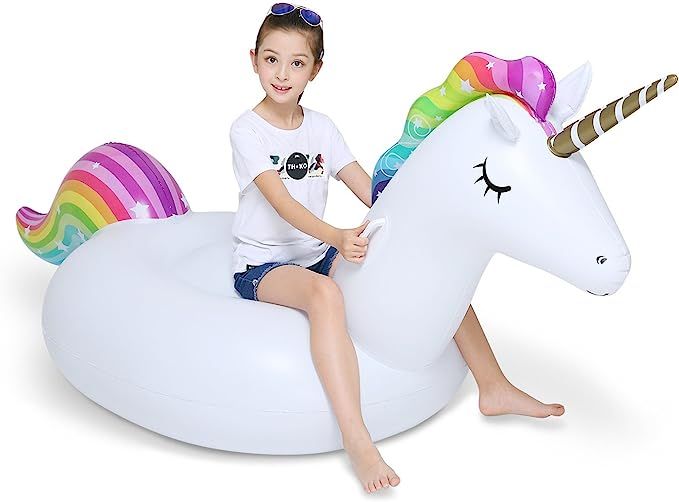 Jasonwell Big Inflatable Unicorn Pool Float Floatie Ride On with Fast Valves Large Rideable Blow ... | Amazon (US)