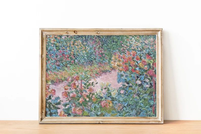 French Country Cottage Spring Landscape Flower Garden Painting - Etsy | Etsy (US)
