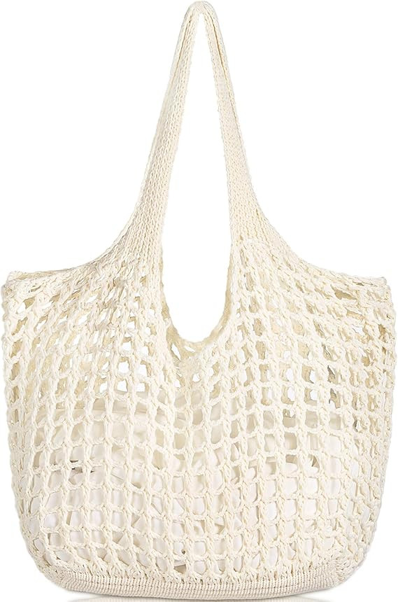 WantGor Crochet Bags, Beach Mesh Tote Bag Womens Shoulder Shopping Handbag Casual Travel Totes Ba... | Amazon (US)