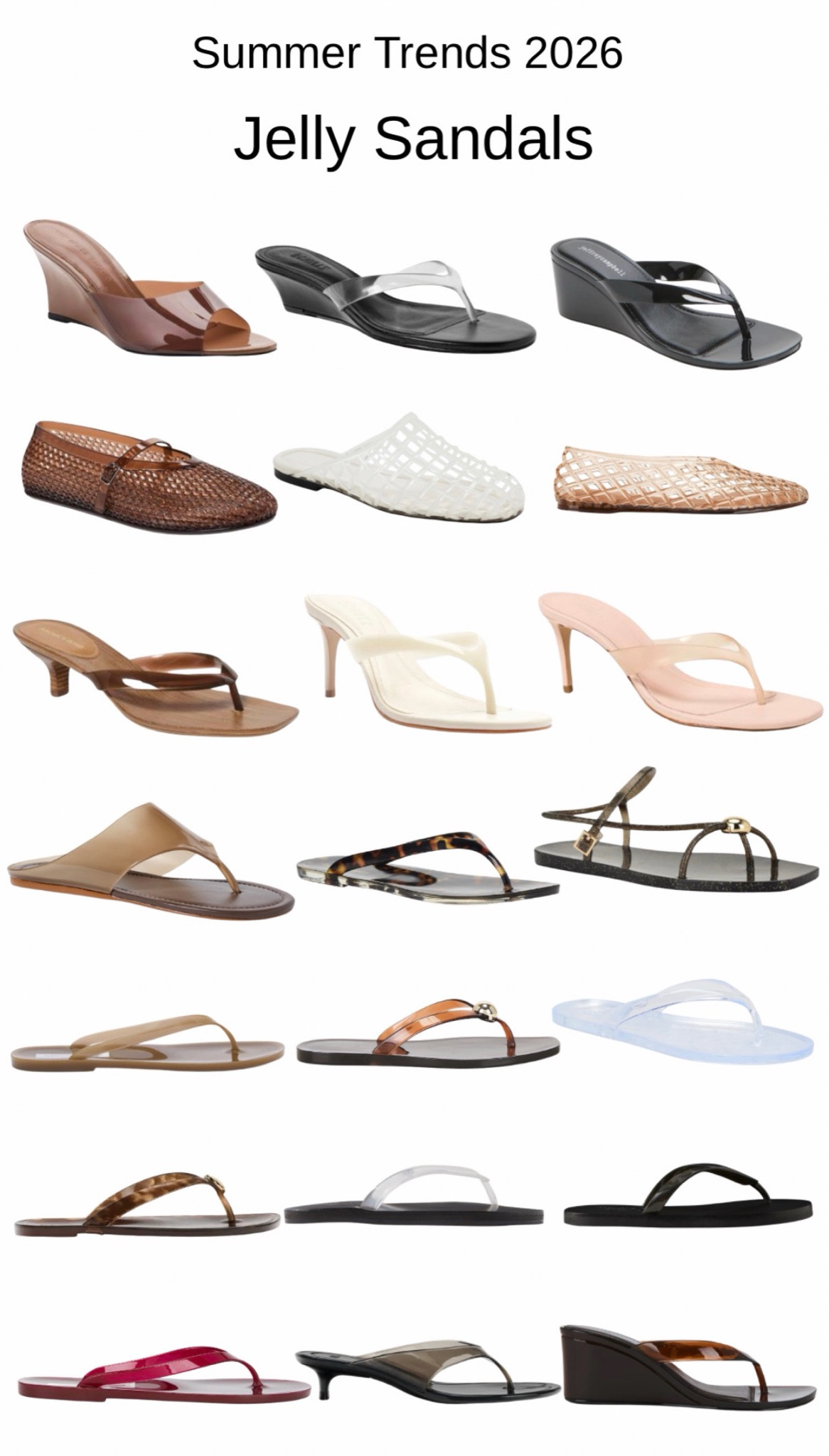 Summer 2026 Fashion trends: jelly sandals. Shop jelly wedges, heels and flip flop sandals for the summer beach outfits and vacation outfits. 

#sandals #jelly #wedges #heels #platform #heels #summertrends #shoes

#LTKootd #LTKSaleAlert #LTKSeasonal