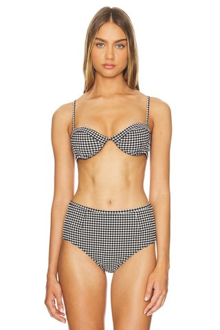 Posse Piper Bikini Top in Gingham Black & Cream from Revolve.com | Revolve Clothing (Global)