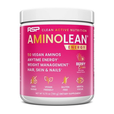 RSP Nutrition AminoLean Pre Workout Powder - Berry Elixir - 6.7oz | Target