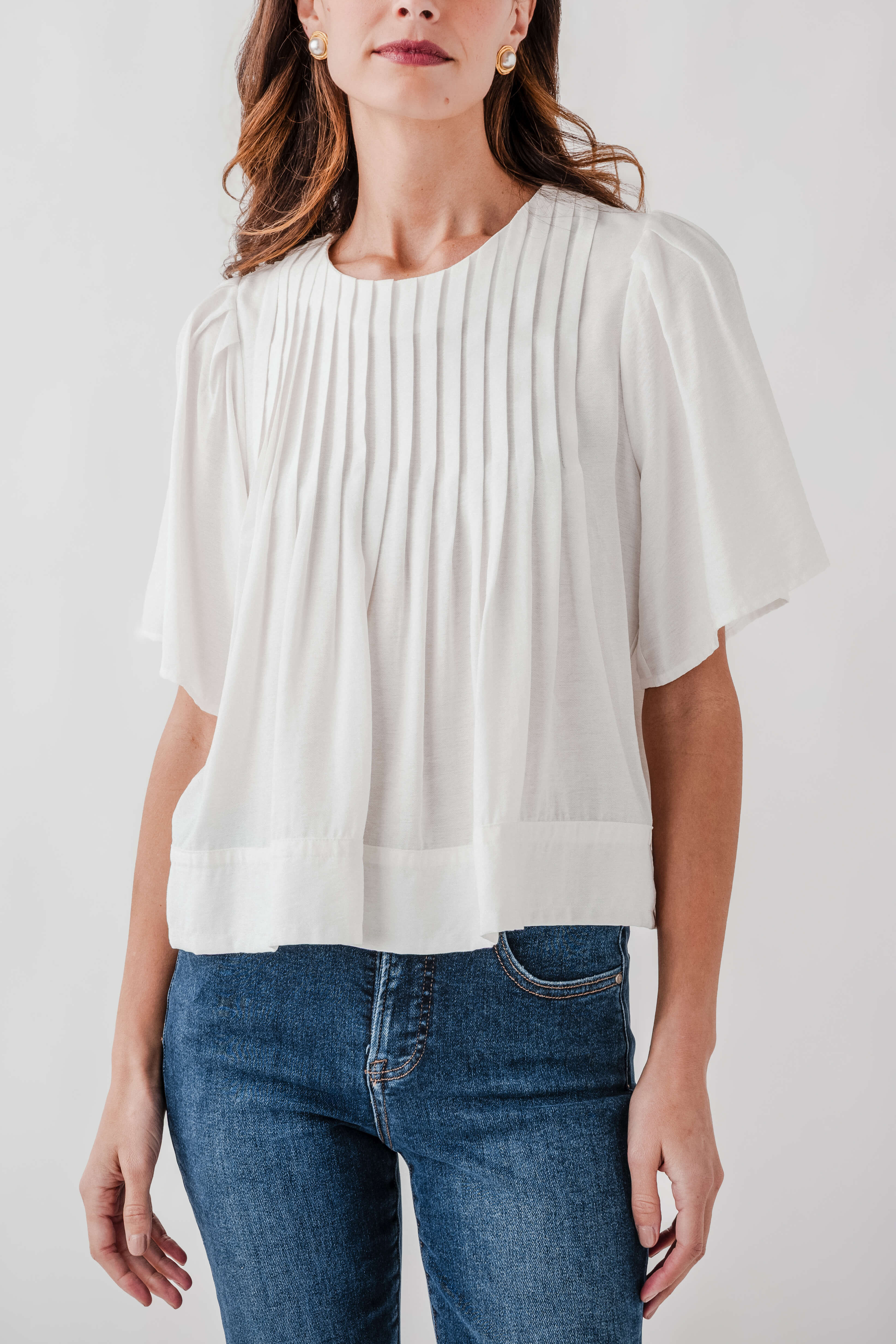 Seraphine Row Pintuck Detail Short Sleeve Top | Social Threads