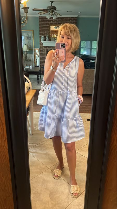40% off this crisp blue and white linen dress! Size down one for a better fit. I’m wearing the P and I’m 5’3”.

#LTKOver40 #LTKSeasonal #LTKSaleAlert