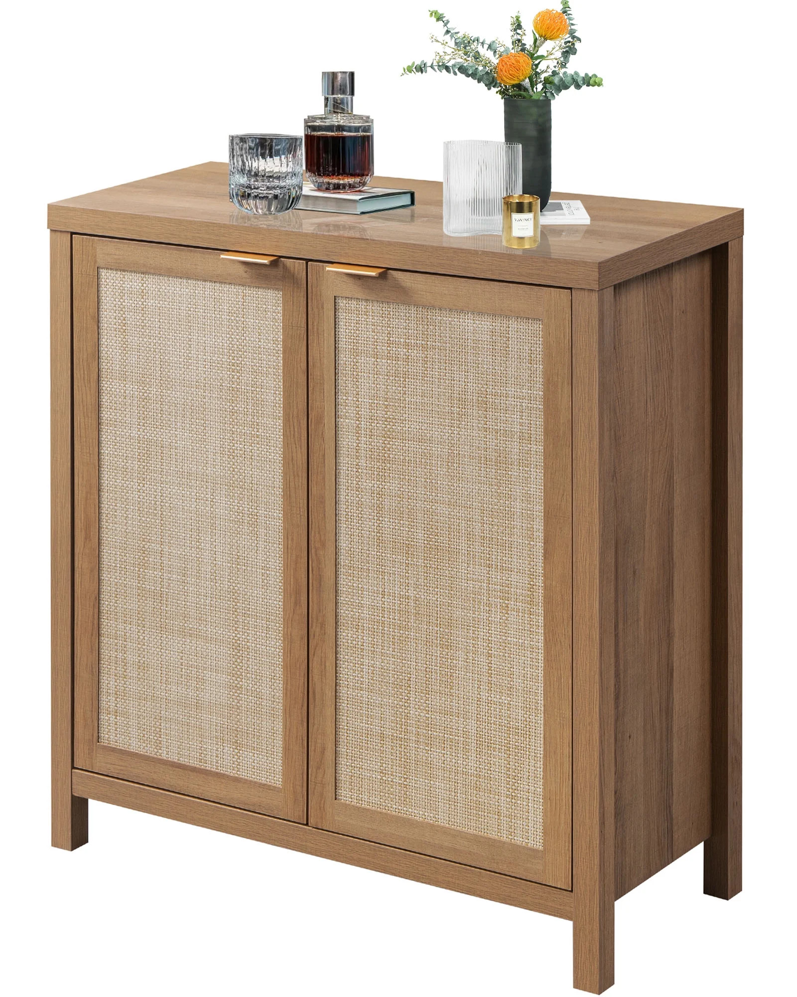Sanspredet Rattan Buffet Cabinet Boho Sideboard Storage Cabinet with Doors Farmhouse Kitchen Buff... | Walmart (US)