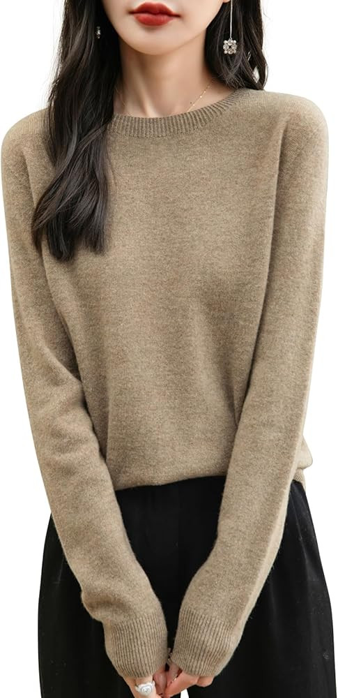Women's 100% Merino Wool 2024 Fall Winter First-Line Ready to Wear Long Sleeve Seamless Knit Crew... | Amazon (US)