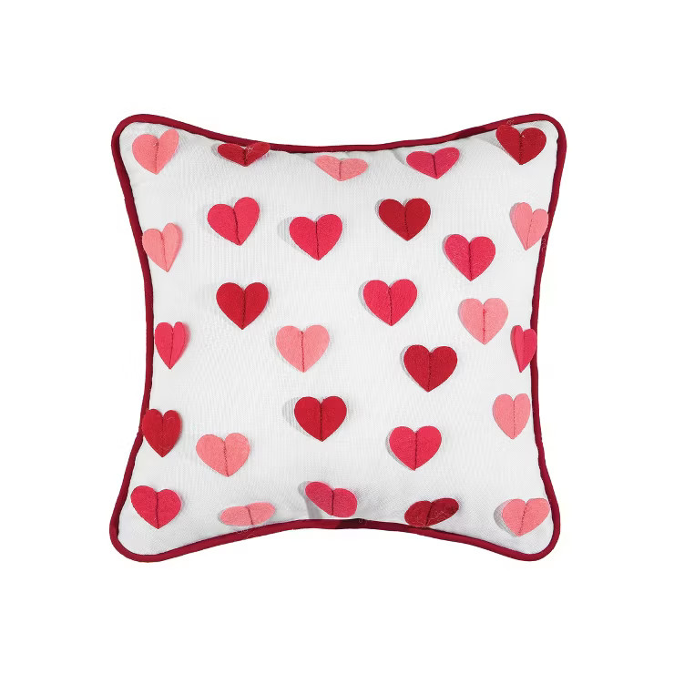 C&F Home 10" x 10" Heart Embroidered Throw Pillow Valentine's Day Themed | Target