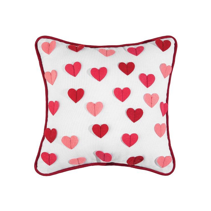 C&F Home 10" x 10" Heart Embroidered Throw Pillow Valentine's Day Themed | Target