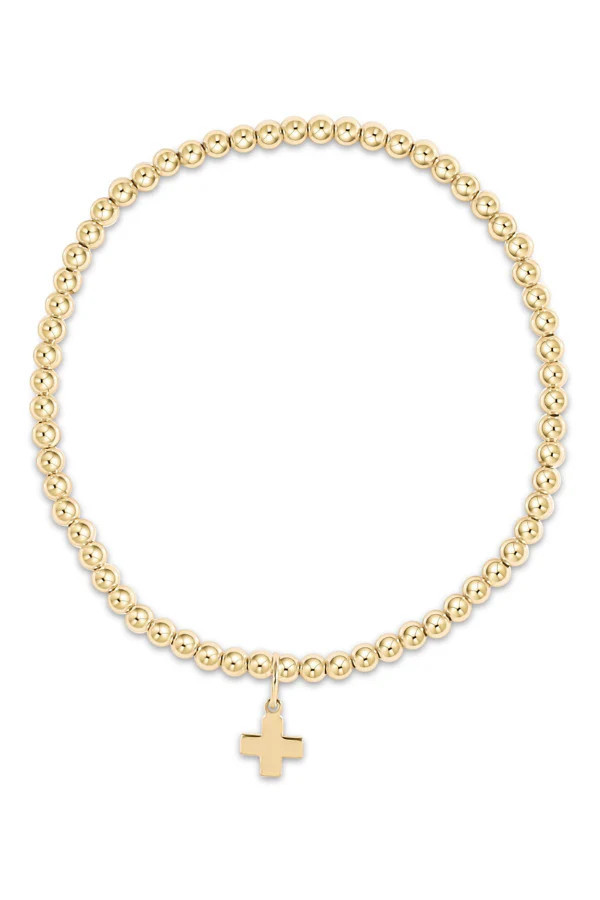 enewton Signature Cross Gold Charm 3mm Bead Bracelet | The Willow Tree