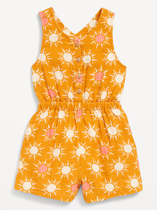 Sleeveless Button-Front Romper for Toddler Girls | Old Navy (US)