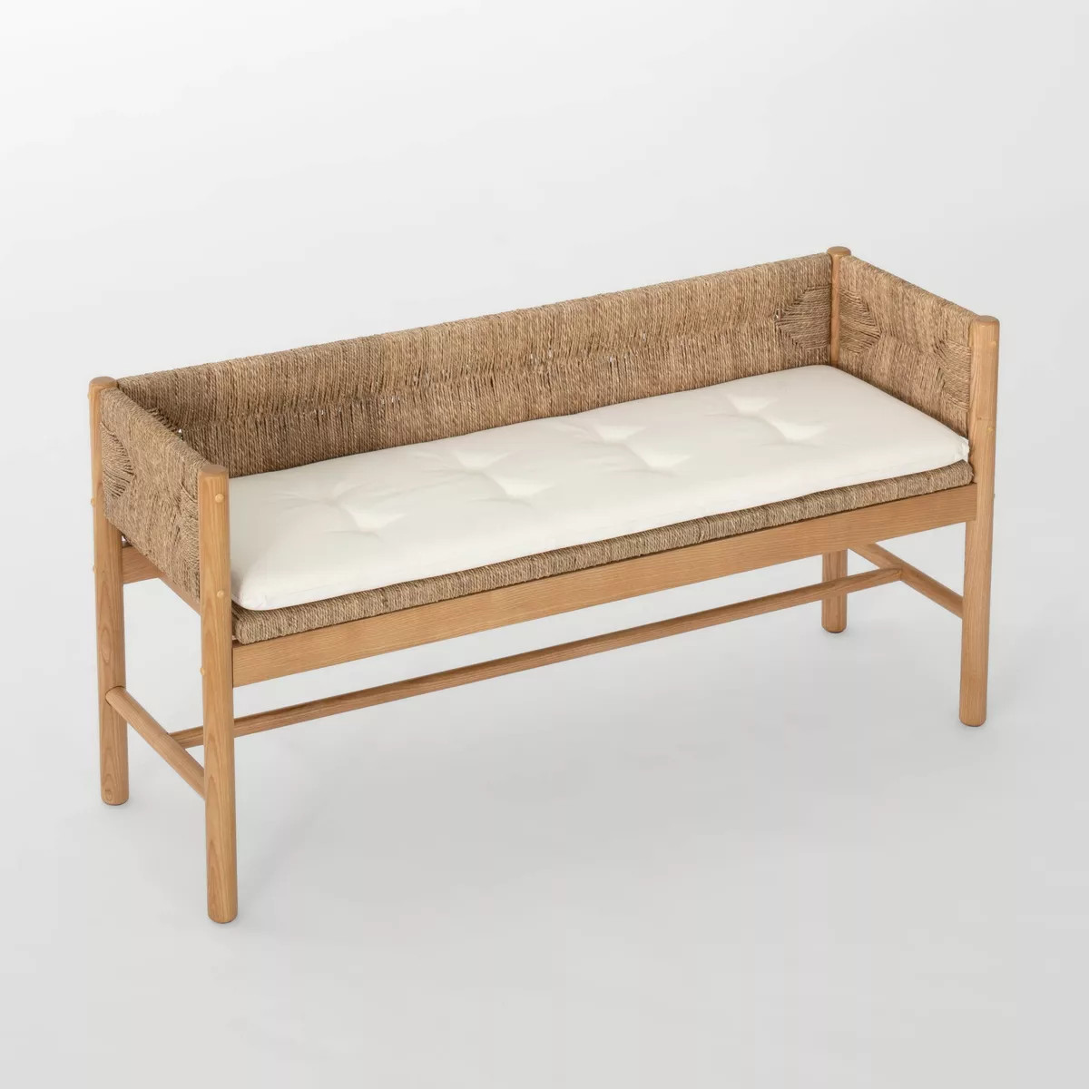 Elden Wood Bench with Woven Back and Loose Cushion Seat - Threshold™ designed with Studio McGee | Target