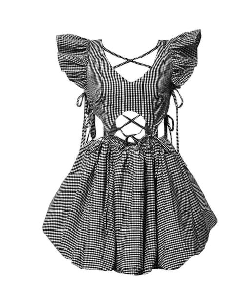 Women's Iris Mini Dress In Black Gingham | Shop Simon