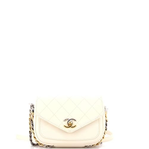 Chanel, Pre-Loved Two Tone Envelope Flap Bag Quilted Calfskin Small, White | Amazon (US)