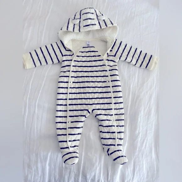 Nordstrom Baby Hooded Bunting in Ivory Egret- Grey Stripe | Poshmark