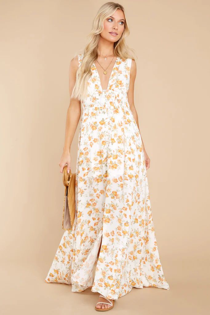 Emelie White Multi Maxi Dress | Red Dress 