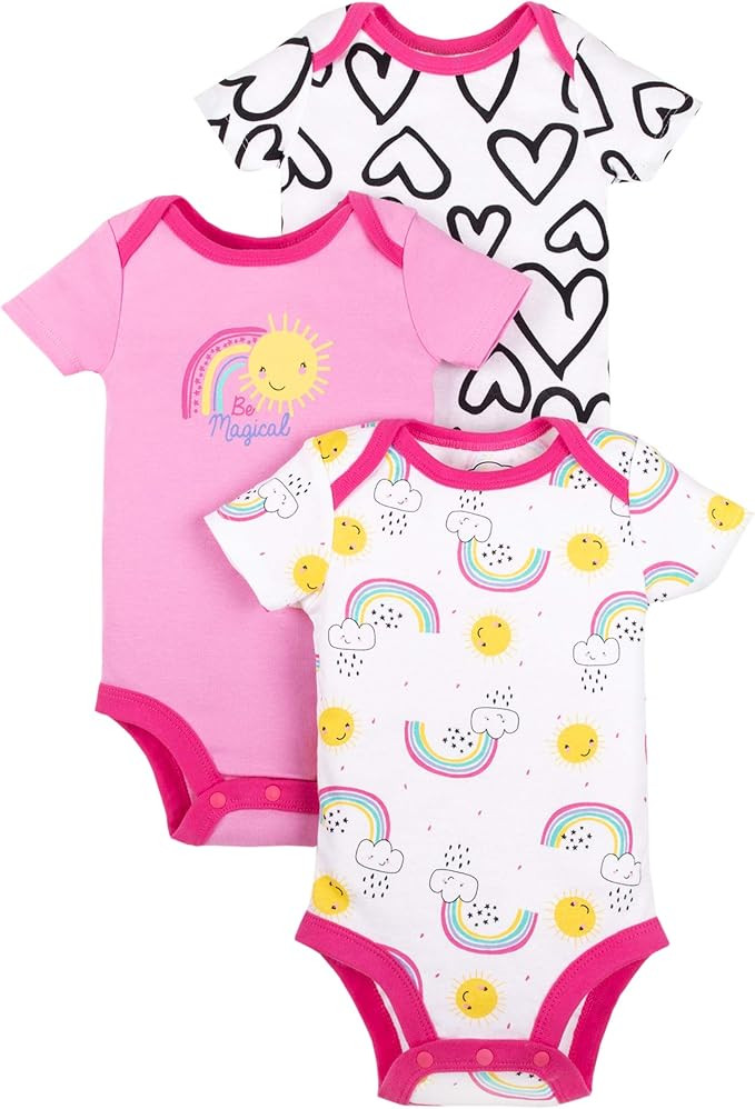 Lamaze baby-girls Short Sleeve Cotton Bodysuit, Snap Closure | Amazon (US)